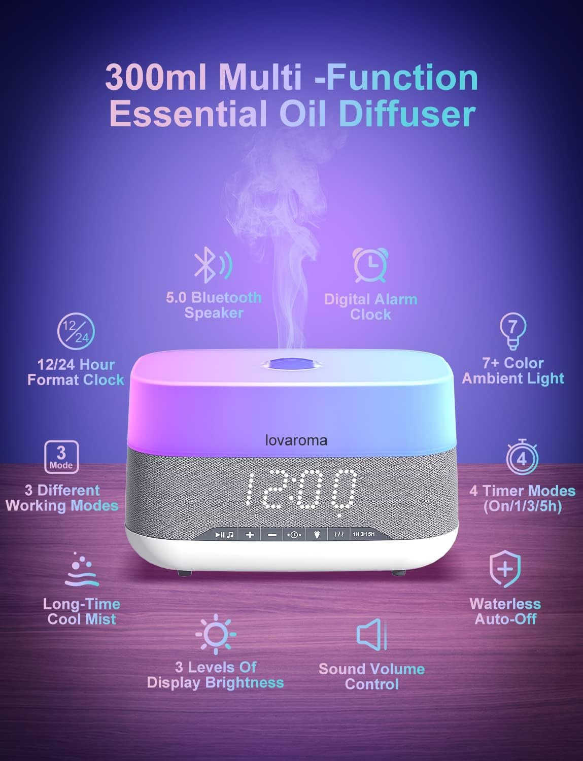 AromiTime™ – 3-in-1 Essential Oil Diffuser & LED Clock