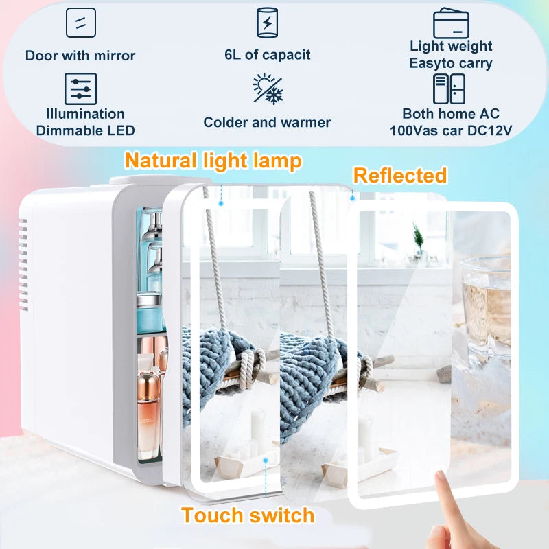 GlowChill™ – LED Mini Fridge for Skincare & Snacks