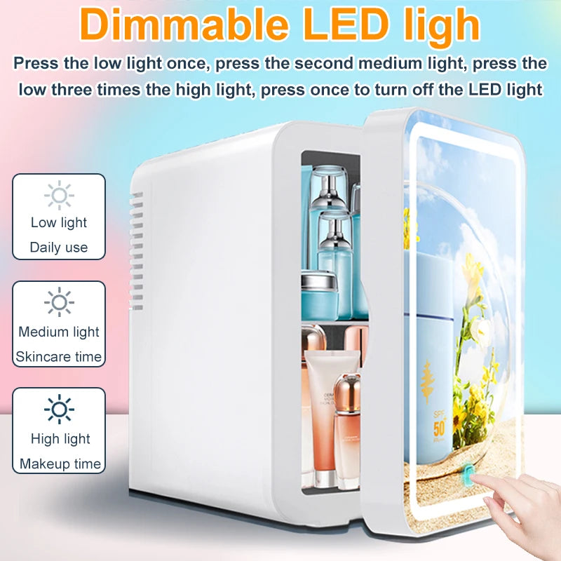 GlowChill™ – LED Mini Fridge for Skincare & Snacks