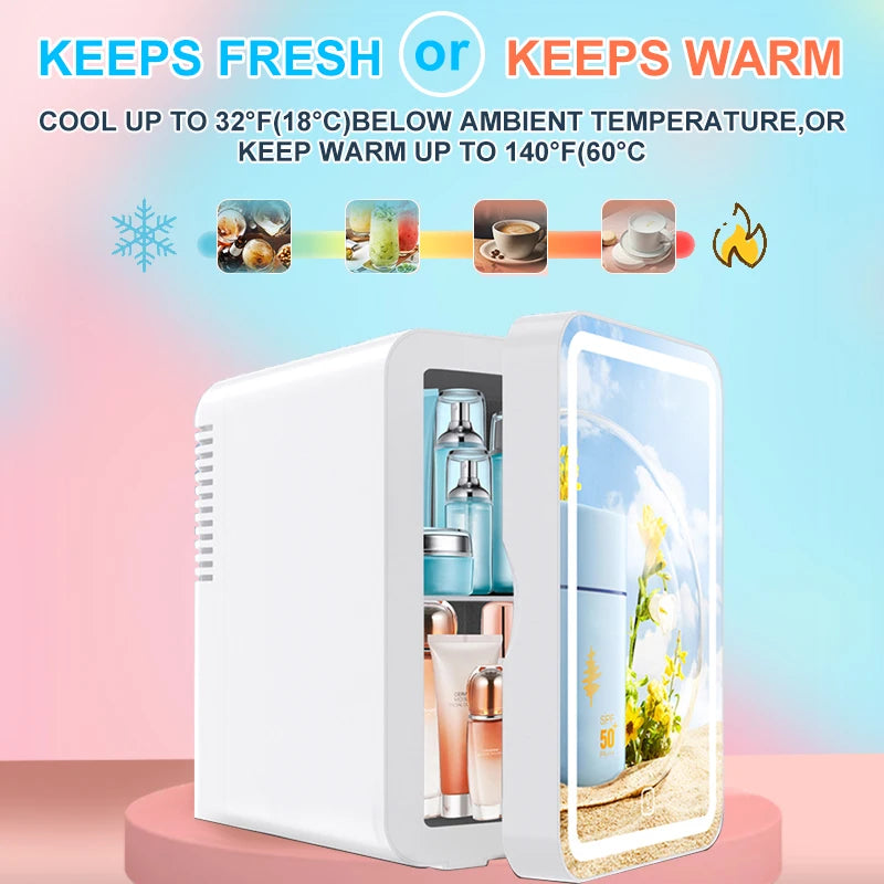 GlowChill™ – LED Mini Fridge for Skincare & Snacks